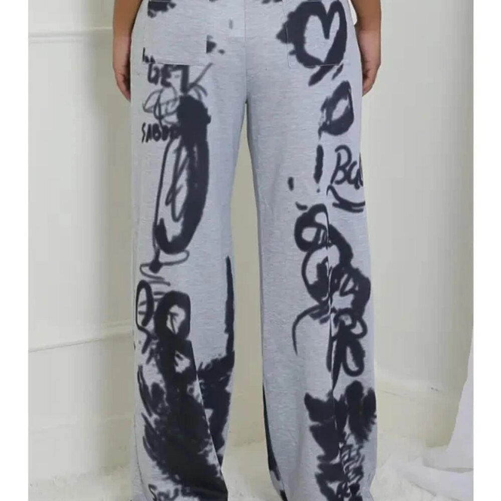 Wide-leg sweatpants with a high elastic waistband - Picture 2 of 2